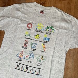 Single Stitch Hawaii Polynesian Characters Shirt Fruit of the Loom Women Long L